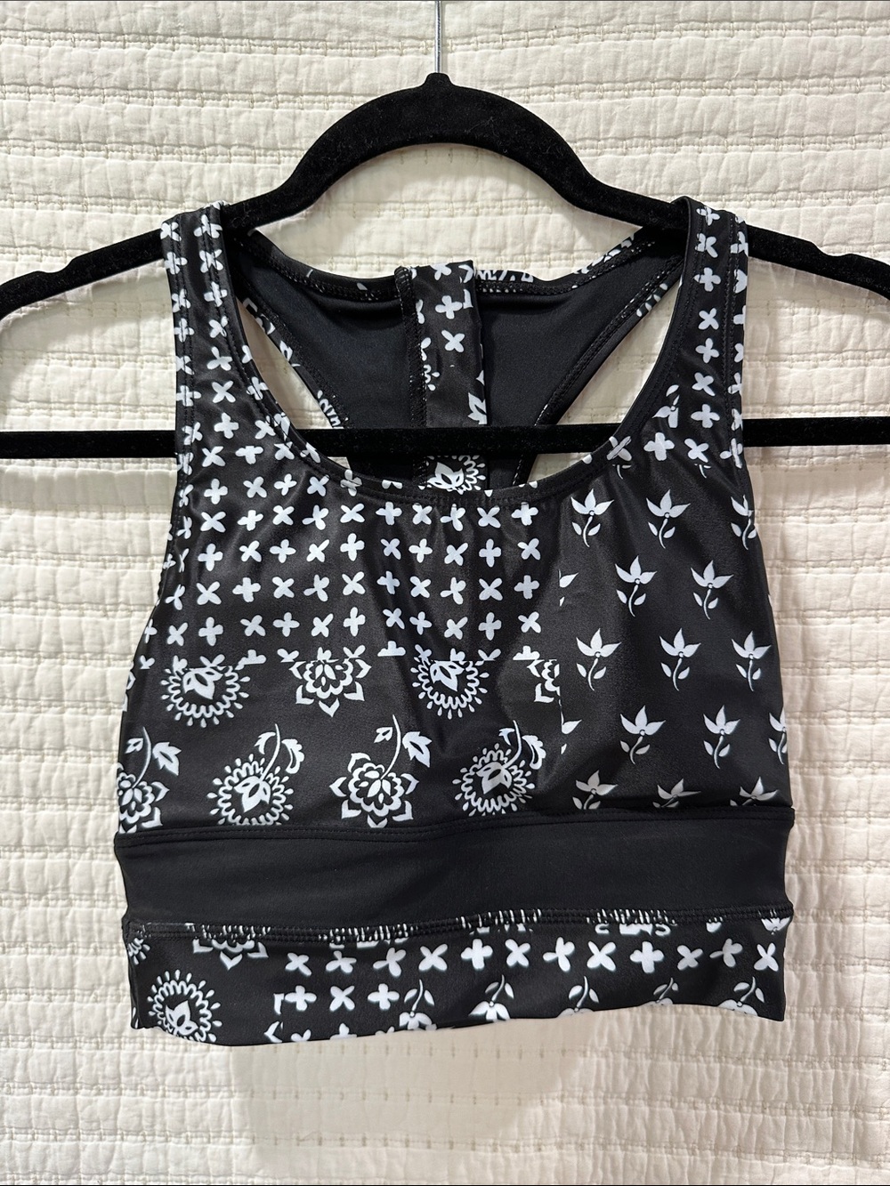 Nani Swimwear Black & White Floral-Print Bikini Top — Avalon Cut Back Crop